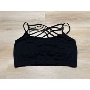 Zenana Outfitters Black Bra Bralette 2x-3x Stretch No Padding Strap Cross Front